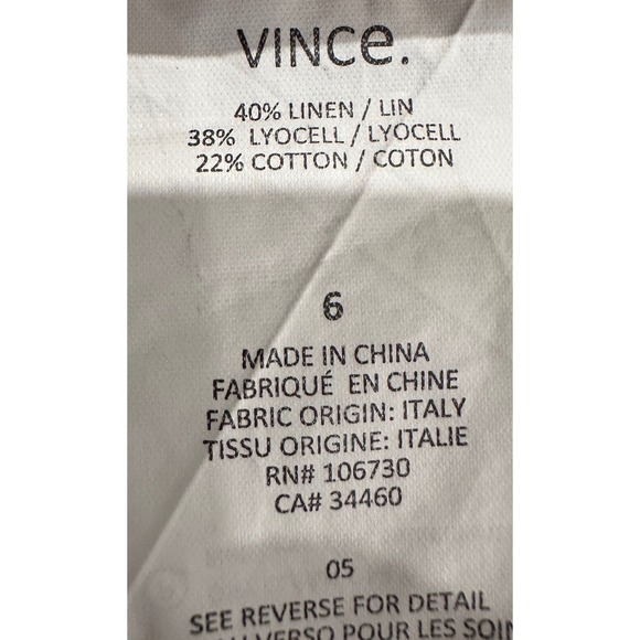 VINCE Wide Leg Cropped Linen Blend Pants White Women Size 6 Minimalist - Picture 3 of 9